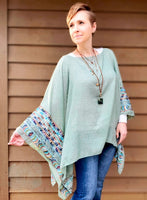 Moonflower Embroidered Sleeve Kimono