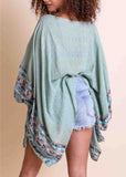 Moonflower Embroidered Sleeve Kimono