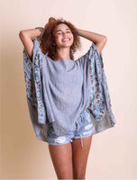 Moonflower Embroidered Sleeve Kimono