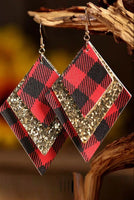 Red Buffalo Plaid Glitter Earrings