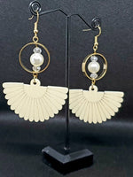 Wooden Fan Dangle Earrings